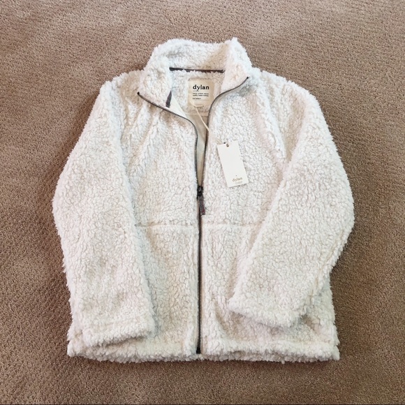 Dylan by True Grit White Sherpa Stadium Jacket - Picture 4 of 5